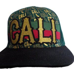CALI Top Level Snapback Flat Brim Embroidered Metallic Thread Hat